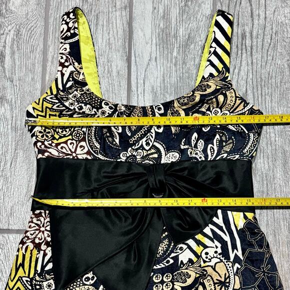 Kay Unger New York Silk Floral Cocktail Dress sz 8 Kitten Bow‎ Detail Fairycore - Picture 10 of 12